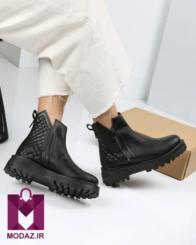 بوت زنانه زمستونه زیپی طرح لوزی شنل BOOT