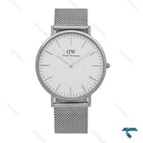 ساعت دنیل ولینگتون مردانه بندحصیری نقره ای صفحه سفید DW-3879-G
