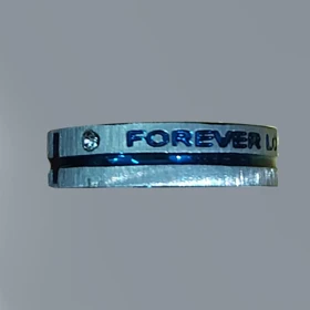 انگشتر اسپرت نقره ای با خط آبی کد R-386