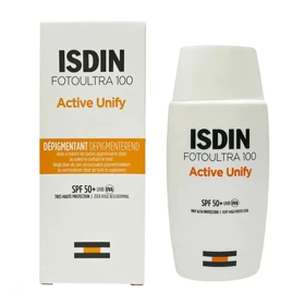کرم ضدآفتاب بدون رنگ ایزدین SPF50 مدل FOTOULTRA 100 ACTIVE UNIFY مناسب انواع پوست، حجم 50 میلی‌لیتر