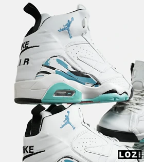 کفش کتانی ساق‌دار مردانه سفید آبی Nike air jordan 5 v02