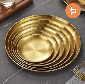 بشقاب استیل طلایی یونیک پلاس / unique plus در7 سایز