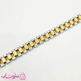 دستبند استیل رولکس طلایی نقره ای طول 20.5 سانت و عرض 1 سانت