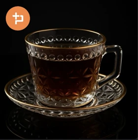 ست فنجان و نعلبکی چای خوری لبه طلایی