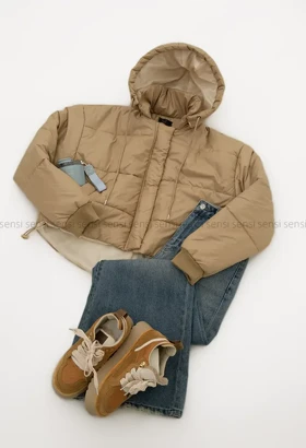 کاپشن کلاه دار پشم شیشه کد1004773