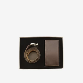 ست دو تکه چرم مردانه مدل s006 (قهوه ای)