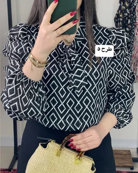 شومیز آستین پفی طرح‌دار