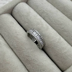 انگشتر با نگین تنیسی در دو رنگ