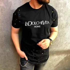 تیشرت پنبه آبرنگی رنگ مشکی MOSCHINO