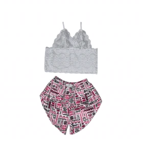 ست نیمتنه گیپور و شلوارک مدل 143