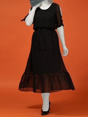 دامن زنانه کمر کش کمربند دار حریر چین‌دار 20100