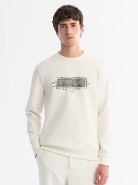 سویشرت یقه گرد سفید طرح دار NW / برند آووا ترکیه AVVA