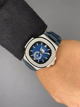 ساعت مچی پتک فیلیپ دو تقویم بند سرمه ای Patek Philippe Two Automatic Calendars