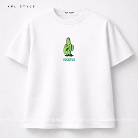 تیشرت باکسی 100٪ پنبه با چاپ مینیمال (Cactus) | کد 1320