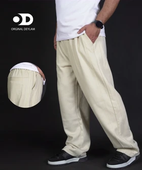 شلوار اسلش جاگر بگ استوپر دار گرماژ بالا کیفیت استثنایی کرم کد 658