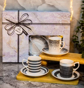 ست قهوه خوری 6نفره سیاه و سفید