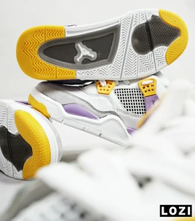 کتانی ساق‌دار زنانه سفید طوسی بنفش Nike air jordan 4