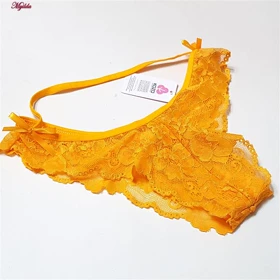 شورت زنانه گیپور کوزا مدل جلو بنددار زرد کد 4885