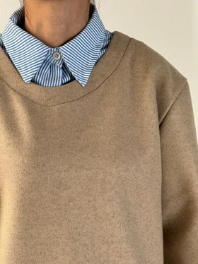 شومیز فوتر یقه دار  کد 1500127 (کرم)