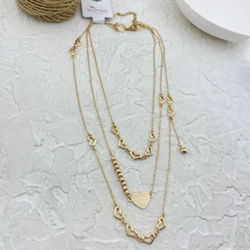 گردنبند زنانه سه لاین قلب ژوپینگ، ظرافت در اوج زیبایی Xuping