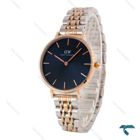 ساعت دنیل ولینگتون زنانه دورنگ رز صفحه سرمه ای مدیوم DW-6822-L