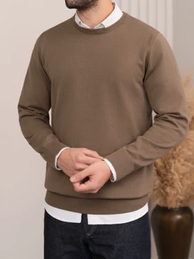 بافت یقه گرد قهوه ای روشن sh397