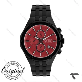 ساعت کرست مردانه 6309-1 صفحه قرمز بند مشکی Crest-10944-G
