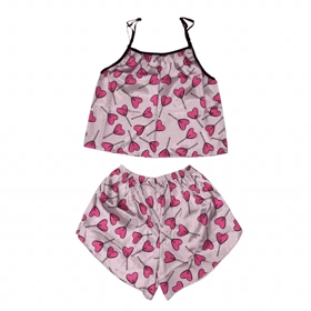 ست تاپ و شلوارک طرح قلب 184