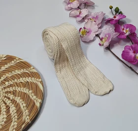 جوراب شلواری بافت گندمی کد 40133 (کرم)