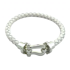 دستبند زنانه بافت چرمی سفید، طرح امگا، یک انتخاب شیک