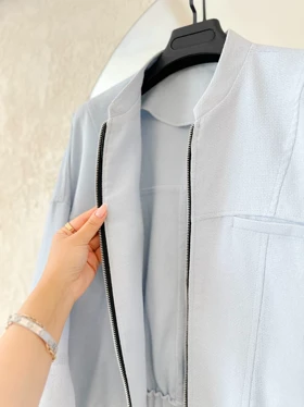 بامبر جکت لینن blue 409