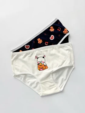 شورت اسلیپ نخ پنبه عروسکی طرح چهارخانه و خرس سون Seven