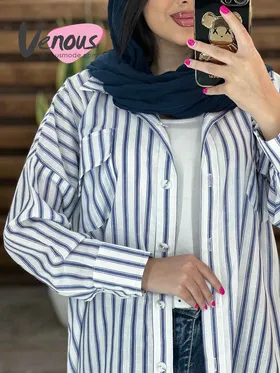 مانتو راه راه جلو دکمه
