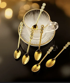 قاشق چای خوری نگین‌دار در دو رنگ