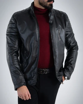 کاپشن مردانه چرم بیسیک طرح2_کد4761