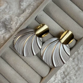 گوشواره زنانه نقره ای طلایی
