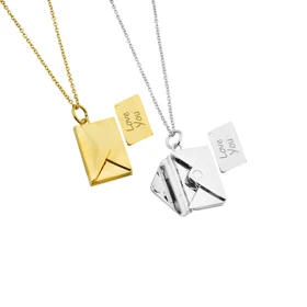 گردنبند پاکت نامه love you استیل