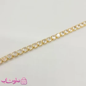 گردنبند دخترانه تنیسی طلایی رنگ نگین مربع سفید 60 سانت کد 2598