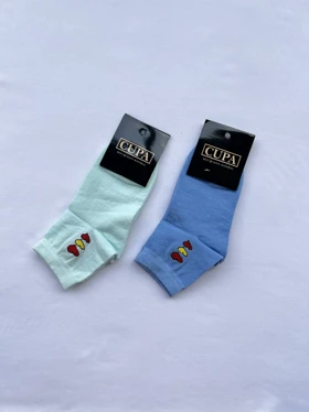 جوراب فانتزی طرح قلب های رنگی 20009