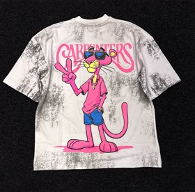 تیشرت لش باکسی پنبه ماکان طرح pink panther پشت گرافیکی