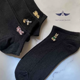 جوراب کبریتی مشکی گلدوزی شایسته