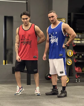 ست بسکتبالی نایک استاسی (Nike Air x Stussy) پارچه فلامنت آجری (8 رنگ)