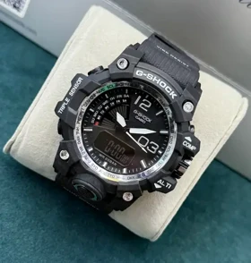 ساعت جی شاک مردانه دوزمانه طرح جدید الارم دار مشکی نقره ای