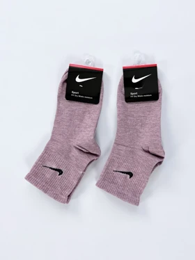 جوراب نیم ساق زنانه نخ پنبه صورتی کثیف برفکی نایکی Nike