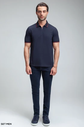 تیشرت یقه دار نیم زیپ