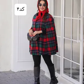 شنل یقه گرد پشمی مدل تینا