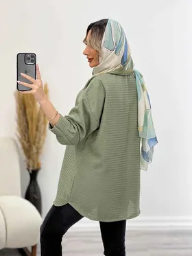 مانتو جلو دکمه تک جیب 4346