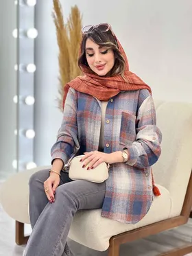مانتو چهارخونه بغل سه دکمه مهرسا