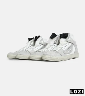 کفش کتانی ساق‌دار طوسی سفید OFF WHITE