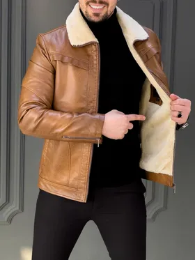 کاپشن چرم 8820 شکلاتی